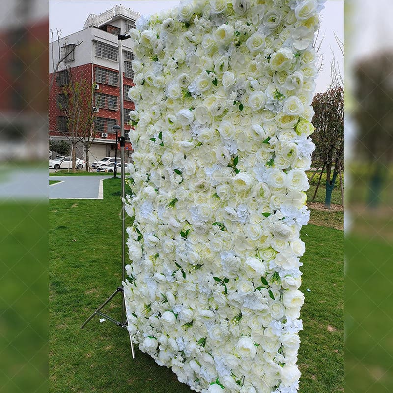 Aperturee - Aperturee Snow White Rose Fuax Outdoor Garden Flower Wall Panels