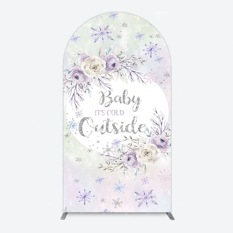 Aperturee - Aperturee Snowflake Floral Baby Is Cold Outside Arch Backdrop