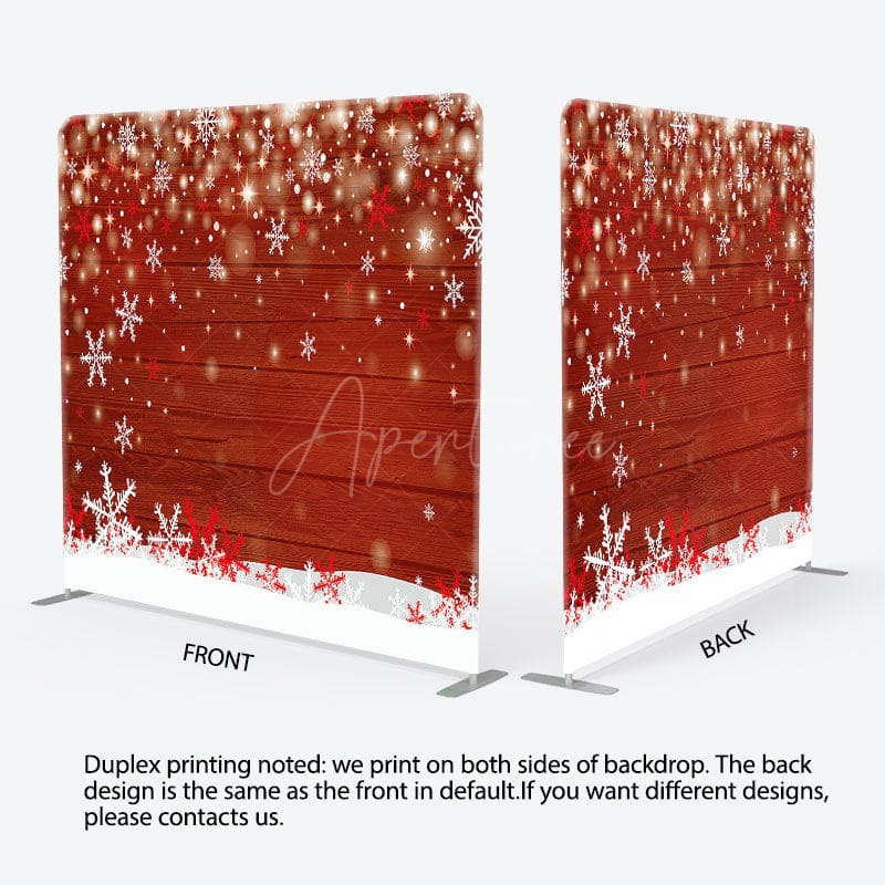 Aperturee - Aperturee Snowy Bokeh Wood Christmas Tension Fabric Backdrop