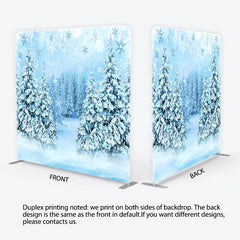 Aperturee - Aperturee Snowy Pine Forest Tension Fabric Backdrop Winter Woodland with Falling Snowflakes Background Nature Holiday Decor