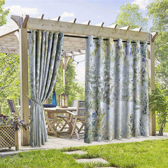 Aperturee - Aperturee Snowy Xmas Tree Waterproof Printed Outdoor Curtains