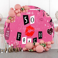 Aperturee - Aperturee So Fetch Pink Mean Girls Theme Birthday Round Backdrop Y2K Style Lip and Wine Glasses Party Cover