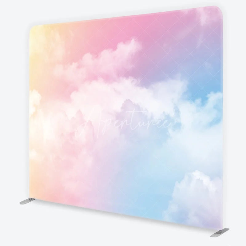 Aperturee - Aperturee Soft Pastel Gradient Sky Clouds Square Double-Sided Backdrop Dreamy Photography Background for Baby Shower Party
