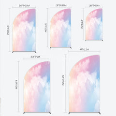Aperturee - Aperturee Soft Pastel Gradient Sky with Fluffy Clouds Half Moon Arch Backdrop Dreamy Pink Blue Photography Background