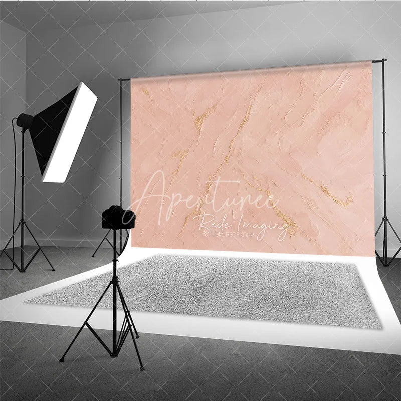Aperturee - Aperturee Soft Pink and Gold Textured Abstract Photography Backdrop Elegant Modern Design for Studio Photoshoots