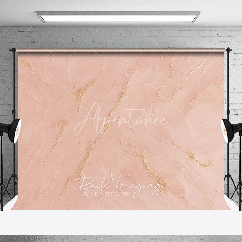 Aperturee - Aperturee Soft Pink and Gold Textured Abstract Photography Backdrop Elegant Modern Design for Studio Photoshoots