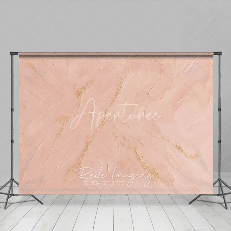 Aperturee - Aperturee Soft Pink and Gold Textured Abstract Photography Backdrop Elegant Modern Design for Studio Photoshoots