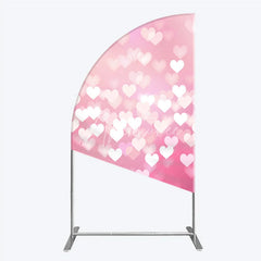 Aperturee - Aperturee Soft Pink Gradient Heart Bokeh Half Moon Arch Backdrop Romantic Valentine’s Day and Baby Shower Decor