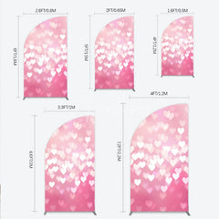 Aperturee - Aperturee Soft Pink Gradient Heart Bokeh Half Moon Arch Backdrop Romantic Valentine’s Day and Baby Shower Decor
