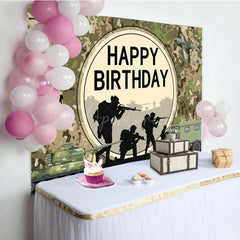 Aperturee - Aperturee Soldier Tank Aircraft Training Happy Birthday Backdrop