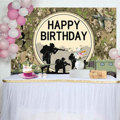 Aperturee - Aperturee Soldier Tank Aircraft Training Happy Birthday Backdrop