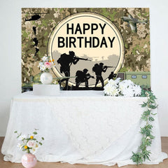 Aperturee - Aperturee Soldier Tank Aircraft Training Happy Birthday Backdrop