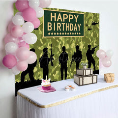Aperturee - Aperturee Soldier Training Silhouette Happy Birthday Backdrop