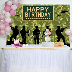 Aperturee - Aperturee Soldier Training Silhouette Happy Birthday Backdrop