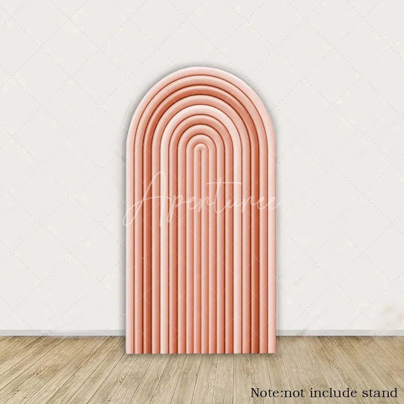 Aperturee - Aperturee Solid Color Rainbow Arch Backdrop Ripples Pattern Party Decor For Birthday Wedding