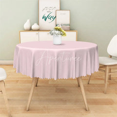 Aperturee - Aperturee Solid Pink Round Tablecloth Simple Pastel Color Polyester Table Cover for Wedding Party