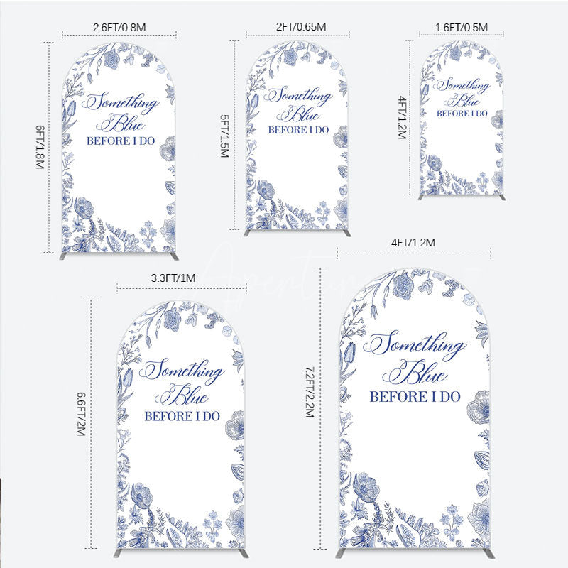 Aperturee - Aperturee Something Blue Before I Do Arch Backdrop for Bridal Shower and Bachelorette Elegant Floral Party Decor
