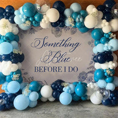 Aperturee - Aperturee Something Blue Before I Do Bridal Shower Elegant Blue Floral Sketch Banner Classic Wedding Bachelorette Party