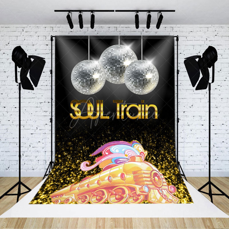 Aperturee Aperturee Soul Train Themed Photography Backdrop 70s Disco Party with Mirror Balls Retro Funk and R&B Dance Party Decor