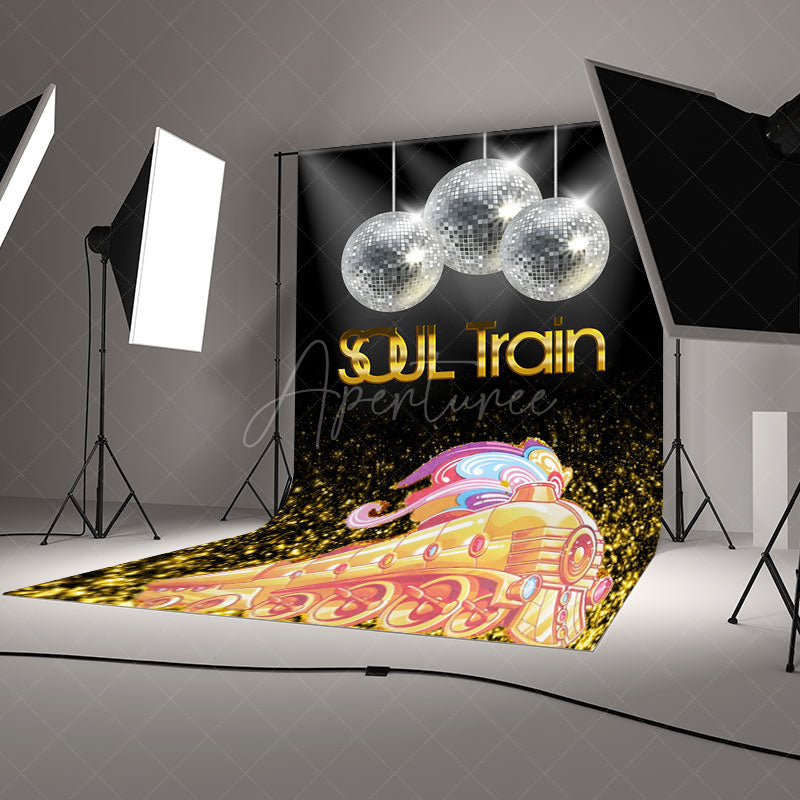 Aperturee Aperturee Soul Train Themed Photography Backdrop 70s Disco Party with Mirror Balls Retro Funk and R&B Dance Party Decor