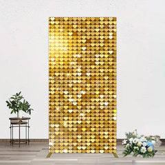 Aperturee - Aperturee Sparkle Heart Gold Sequins Birthday Rectangle Backdrop