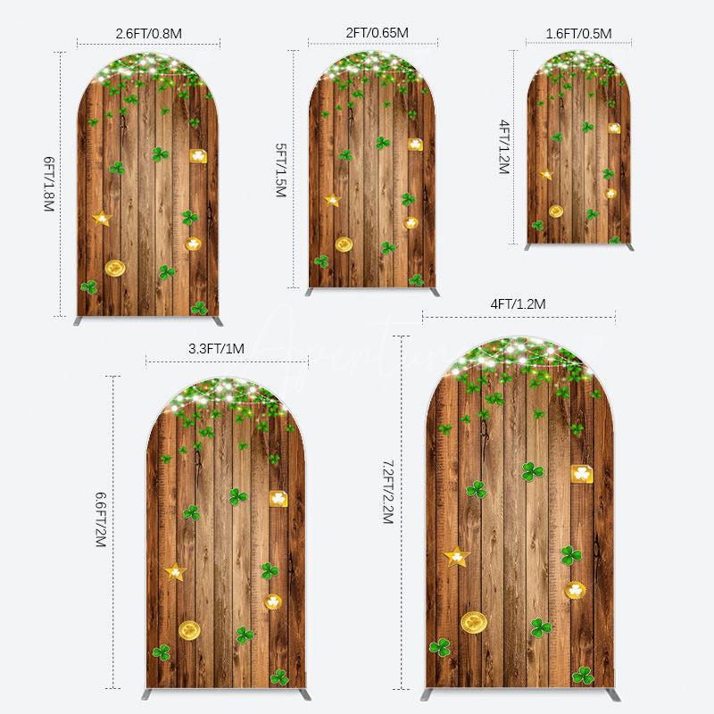 Aperturee - Aperturee Sparkle Light Clover Wooden St Patrick Arch Backdrop