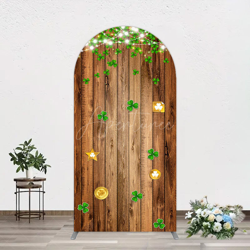 Aperturee - Aperturee Sparkle Light Clover Wooden St Patrick Arch Backdrop