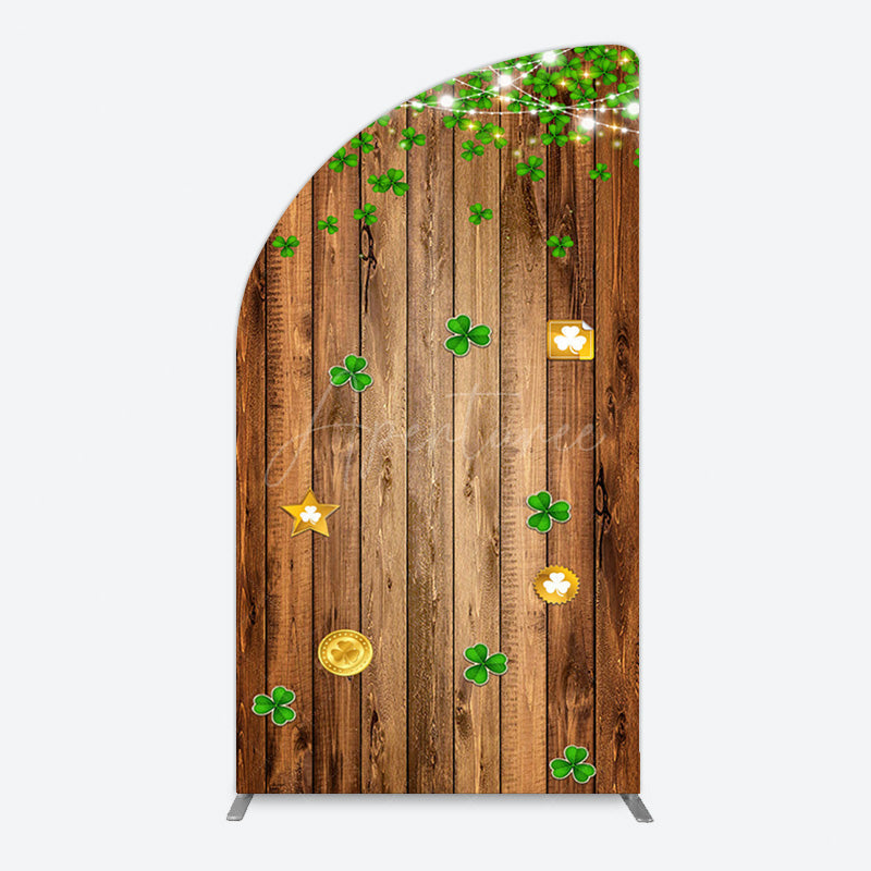 Aperturee - Aperturee Sparkle Light Clover Wooden St Patrick Half Moon Arch Backdrop