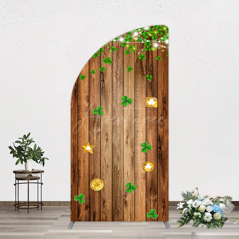 Aperturee - Aperturee Sparkle Light Clover Wooden St Patrick Half Moon Arch Backdrop