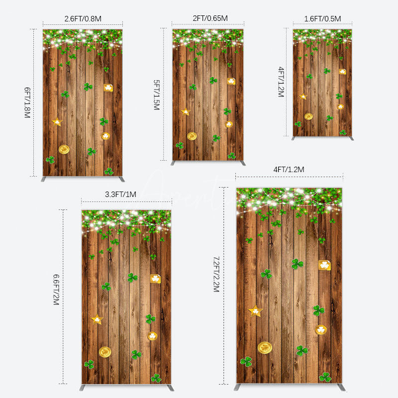 Aperturee - Aperturee Sparkle Light Clover Wooden St Patrick Rectangle Backdrop