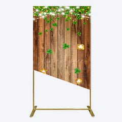Aperturee - Aperturee Sparkle Light Clover Wooden St Patrick Rectangle Backdrop