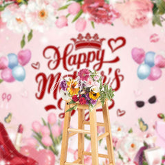 Aperturee - Aperturee Sparkle Pink Floral Gifts Happy Mothers Day Backdrop