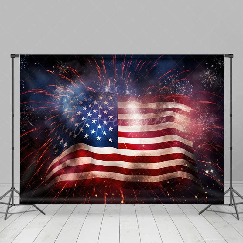 Aperturee - Aperturee Sparkle Usa Flag Independence Day Photo Backdrop