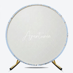 Aperturee - Aperturee Sparkling Diamond Light Blue Happy Retirement Round Backdrop Elegant Celebration Party Decor for Adults.