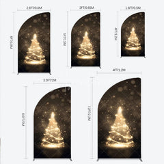 Aperturee - Aperturee Sparkling Golden Glitter Christmas Tree Half Moon Arch Backdrop Elegant Holiday Party Photography Decor