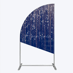 Aperturee - Aperturee Sparkling Rose Gold Glitter Half Moon Arch Backdrop on Navy Blue Elegant Party Celebration Decor