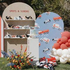 Aperturee - Aperturee Special Vehicle Cartoon Sweet Birthday Arch Backdrop