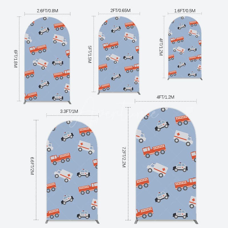 Aperturee - Aperturee Special Vehicle Cartoon Sweet Birthday Arch Backdrop