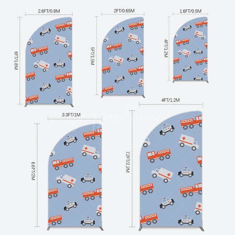 Aperturee - Aperturee Special Vehicle Cartoon Sweet Birthday Half Moon Arch Backdrop