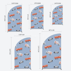 Aperturee - Aperturee Special Vehicle Cartoon Sweet Birthday Half Moon Arch Backdrop