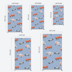 Aperturee - Aperturee Special Vehicle Cartoon Sweet Birthday Rectangle Backdrop