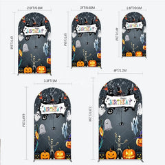 Aperturee - Aperturee Spooky Halloween Birthday Arch Backdrop Cute Ghost Skeleton and Pumpkin A Little Boo is Due Party Decor