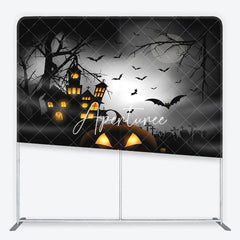 Aperturee - Aperturee Spooky Halloween Haunted House Square Double-Sided Backdrop Jack-o’-Lanterns Night Party Decor