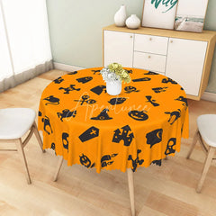 Aperturee - Aperturee Spooky Halloween Round Tablecloth with Ghosts and Jack-O’-Lanterns for Haunted Party Decorations