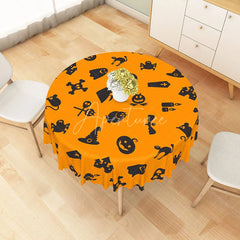 Aperturee - Aperturee Spooky Halloween Round Tablecloth with Ghosts and Jack-O’-Lanterns for Haunted Party Decorations