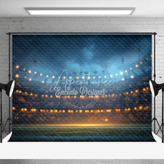 Aperturee - Aperturee Sports Field Night Sky Backdrop Festive String Lights Bokeh Photography Background Game Party Decoration