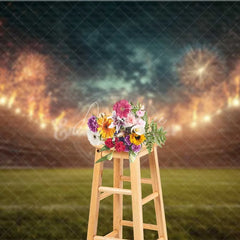 Aperturee - Aperturee Sports Stadium Celebration Backdrop Green Field Light Show Photography Background for Game Day Event