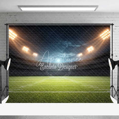 Aperturee - Aperturee Sports Stadium Football Field Backdrop Night Game Photography Green Grass Floodlights for Party Decor