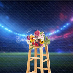 Aperturee - Aperturee Sports Stadium Photography Backdrop Dynamic Blue Red Lights Football Field Arena Party Decor