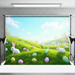 Aperturee - Aperturee Spring Blue Sky Hillside Eggs Rabbit Easter Backdrop